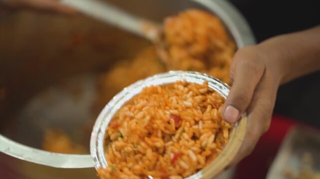 Bhel Street Food Served in Leaf Bowl, Indian Bhel Snack Ready to Eat, Vendor Serving Fresh Bhel Mix, Popular Indian Street Food Stall stock video.