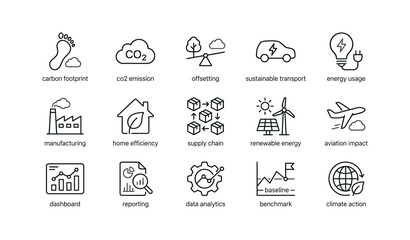 Fototapeta premium Sustainability icons showing environmental topics on white background