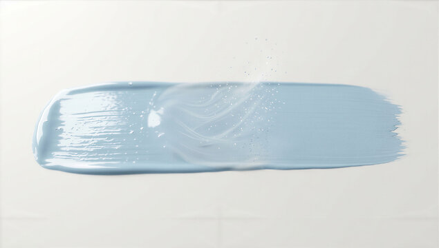 Gentle robin egg blue cosmetic stroke displaying a sparkling, translucent wave upon a soft white canvas