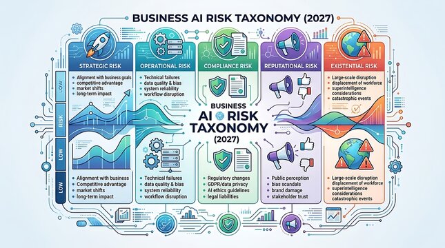 Business artificial intelligence risk taxonomy infographic for 2027