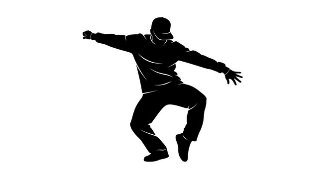Black silhouette of a man dancing