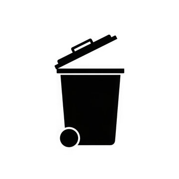 Black trash can icon with open lid