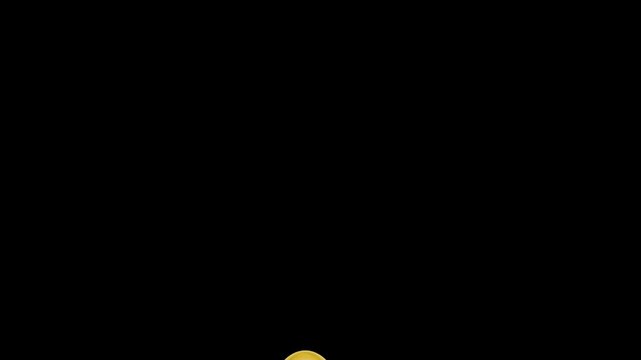 Realistic golden balloon smoothly floating upward on a transparent background with alpha channel. Isolated festive balloon animation suitable for birthday celebrations, party videos, wedding projects,