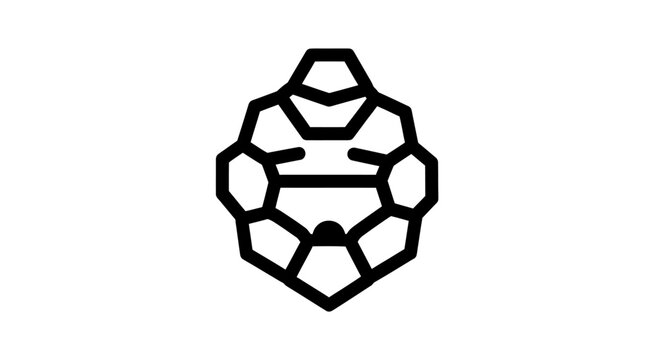 Black geometric outline of an abstract turtle shell.