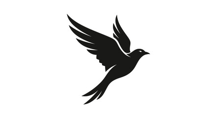 Fototapeta premium Black bird silhouette in flight representing freedom and peace.