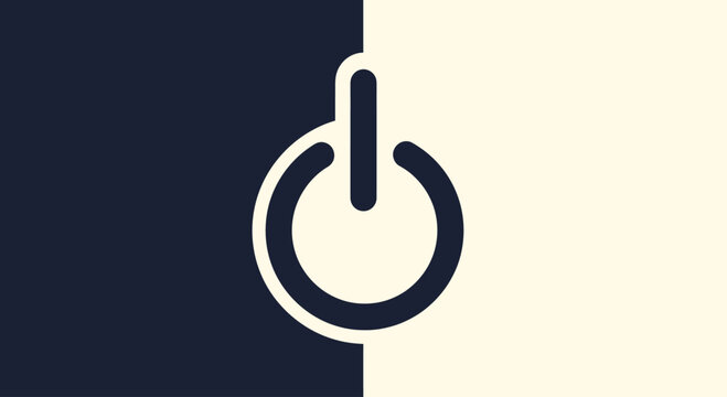 Black circular power on off button symbol.