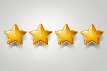 Fototapeta premium Four shiny gold stars lined up, symbolizing customer review and product evaluation