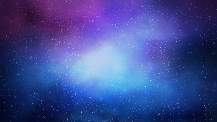 Colorful Nebula Galaxy Starfield Space Background With Cosmic Dust Clouds. Cosmic background featuring a glowing blue and purple nebula surrounded by countless stars across deep space © King Designz