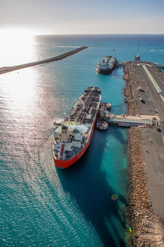 Tanker at refinery in Caribbean