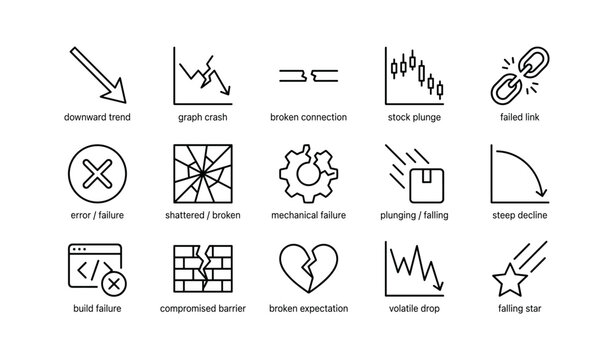 Line and error icons showing decline and failure symbols