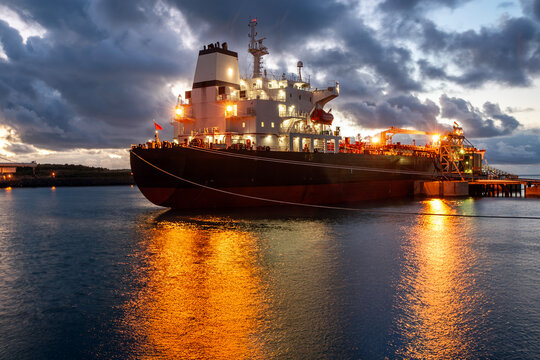 Tanker at refinery in Caribbean