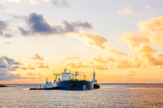 Tanker at refinery in Caribbean