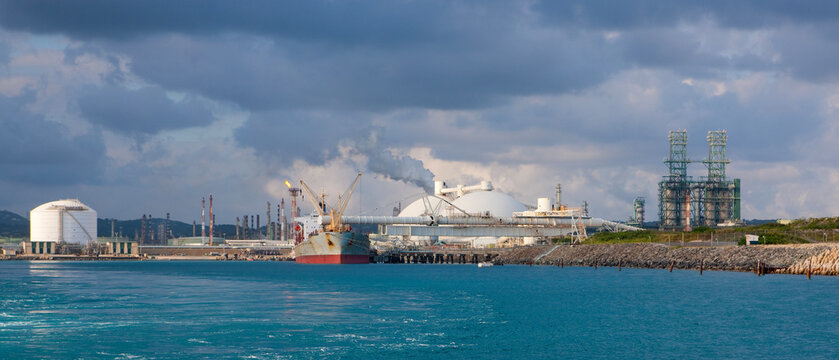 Ship at refinery in Caribbean