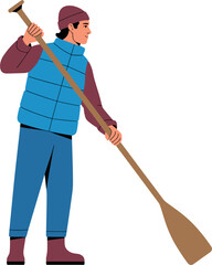 Boat rower character illustration with paddle outdoor adventure and water sports activity © Md