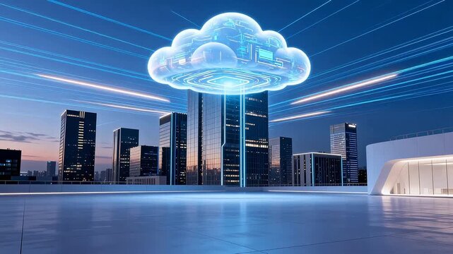 Futuristic city with cloud technology