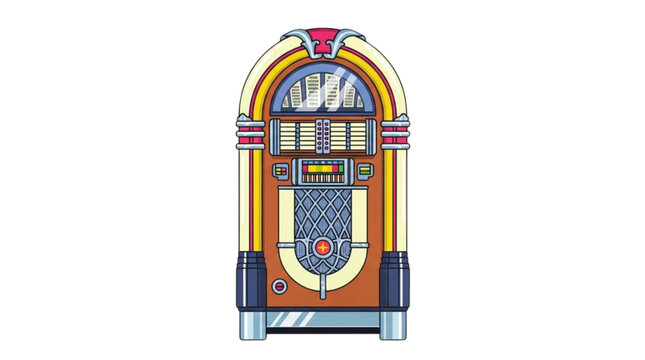 Retro music jukebox machine for record player and audio
