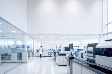 Obraz premium Wide Modern Laboratory Interior with Technician