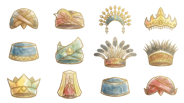 Indonesian Traditional Attire Pakaian Adat Icon Set Vector Clipart