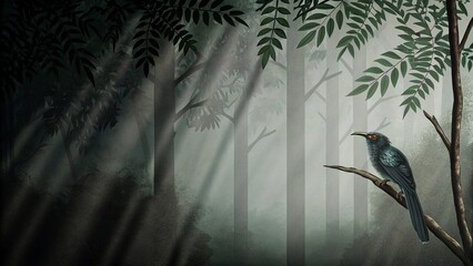 Close up of a bird in the forest Alejandro de Humboldt National Park Baracoa Cuba.  © pinan