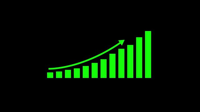 Business growth concept in graph chart showing marketing sales profit increasing to future target . growing business concept. animation