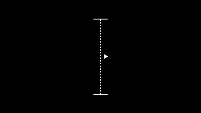 White vertical dotted line measuring height animation, alpha channel. Motion Graphic concept. animation