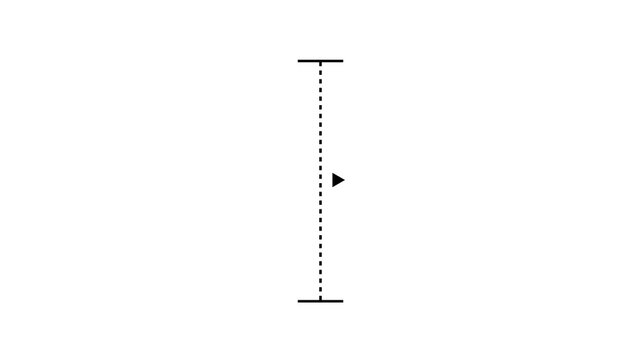White vertical dotted line measuring height animation, alpha channel. Motion Graphic concept. animation