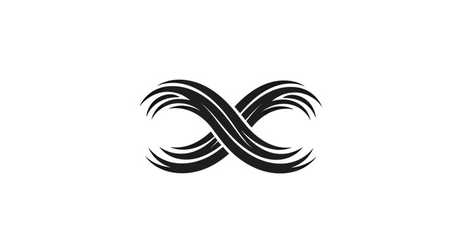 Black intertwined infinity brushstrokes line logo