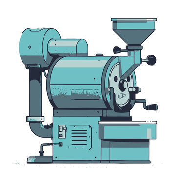 Flat vector illustration of a coffee roaster machine