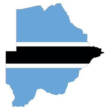 Vector map of Botswana filled with the national flag colors. Great for geography, education, and African-themed design projects.