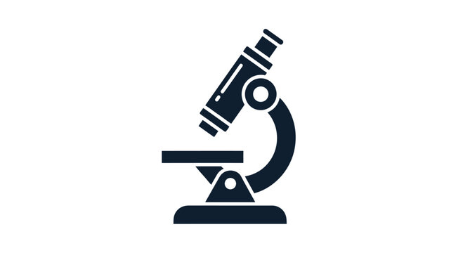 Black microscope silhouette icon for labs.