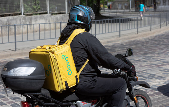 Glovo Food Delivery Courier Operating in Lviv Ukraine