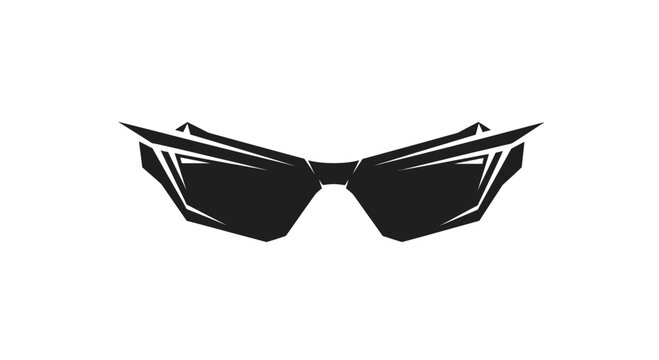 Black modern sunglasses silhouette icon.