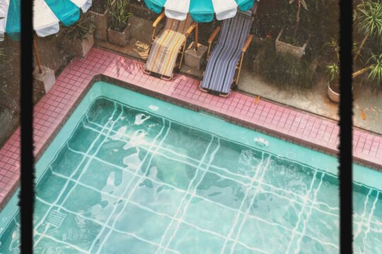 Swimming pool in summer time