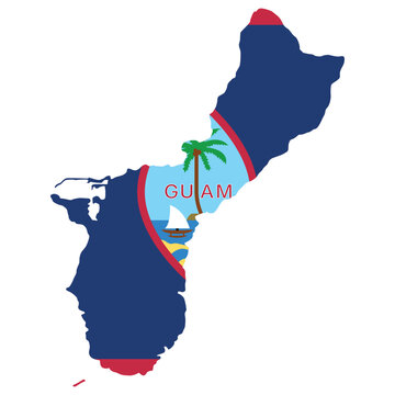 Vector map of Guam filled with the territory flag colors. Perfect for geography, travel, and educational illustrations.