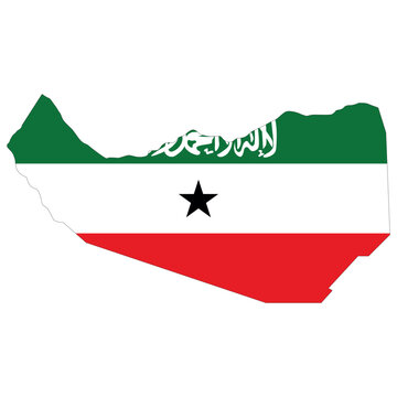 Vector map of Somaliland filled with the national flag colors. Ideal for geography, education, and political map design projects.