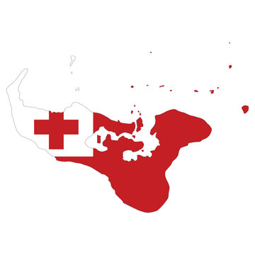 Vector map of Tonga filled with the national flag colors. Great for geography, education, travel, and island-themed designs.