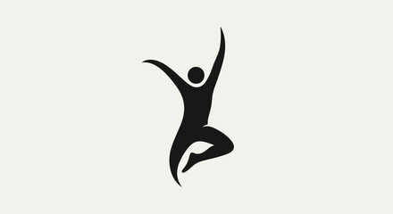 Naklejka premium Black silhouette of person jumping in mid-air.