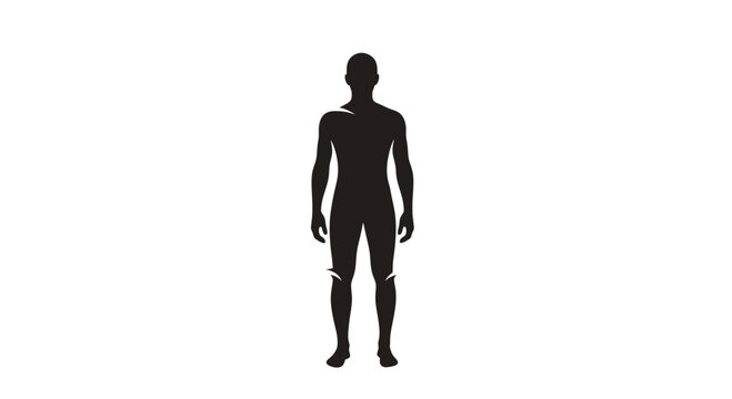 Black silhouette of standing male human figure.