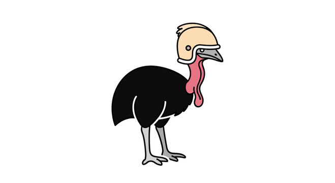 Black turkey wearing a tan helmet illustration