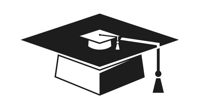Black graduation mortarboard cap with tassel.