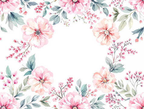 Romantic Pink and Yellow Watercolor Floral Pattern Background Perfect for Bridal Shower Invitation Designs