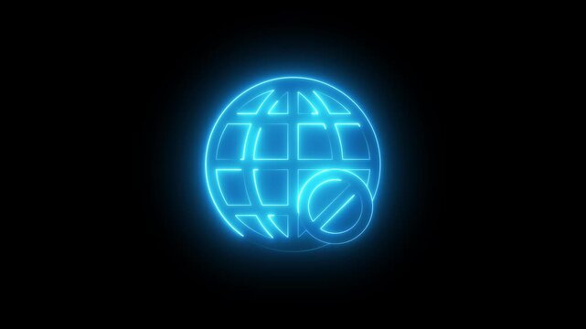 Offline no internet connection icon animation on black background