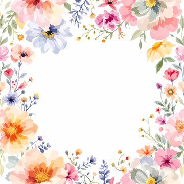 Watercolor Botanical Frame Patterns and Seamless Floral Designs for Fine Art Inspired Commercial Merchandise Prints