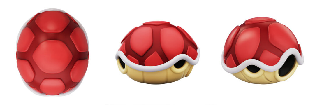 Turtle shell Red multiple angles | 3D illustration PNG