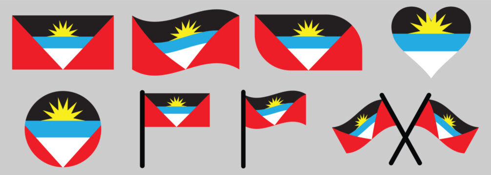 National flag of Antigua and Barbuda, vector icon design. Vector illustration of the official national flag of Antigua and Barbuda. 