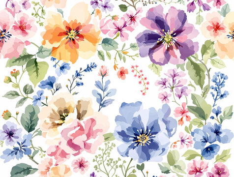 Vibrant Watercolor Botanical Frame Textures and Seamless Flower Patterns for Eye Catching Digital Product Label Designs