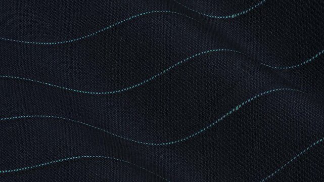 Italian Navy Blue Pinstripe Wool Suiting Fabric rolling in timeless waves of deep dark background and fine tailored vertical lines for business