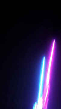 Glowing blue and purple laser light beams clashing together.