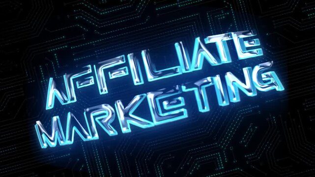Affiliate Marketing Glossy 3D Technological Title With Circuit Background