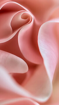 Soft pastel pink rose petals filling the frame, vertical floral background featuring delicate texture, romantic elegance and dreamy botanical beauty